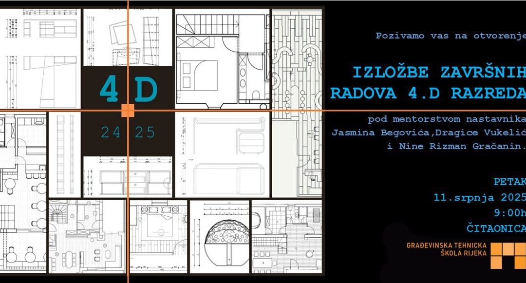 Prva izložba završnih radova učenika smjera Dizajner unutrašnje arhitekture